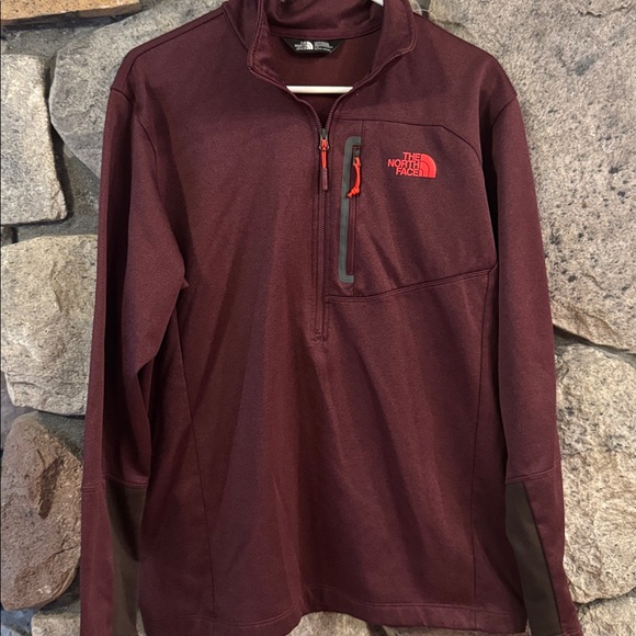 The North Face Burgundy Quarter-Zip Pullover men’s large - Picture 1 of 5